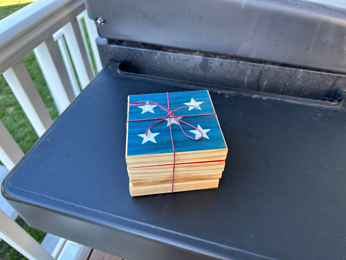 Rustic American Flag Coaster Set