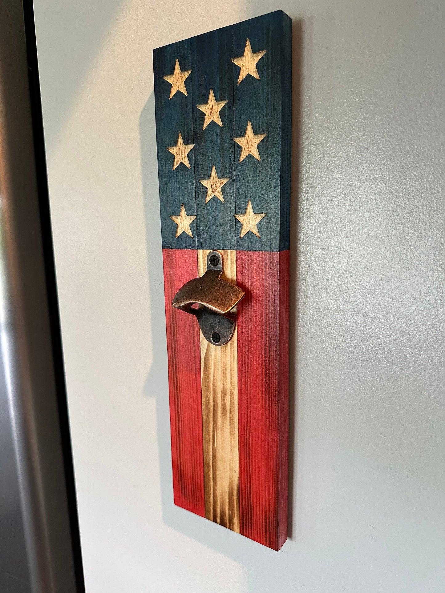 Rustic American Flag Bottle Opener