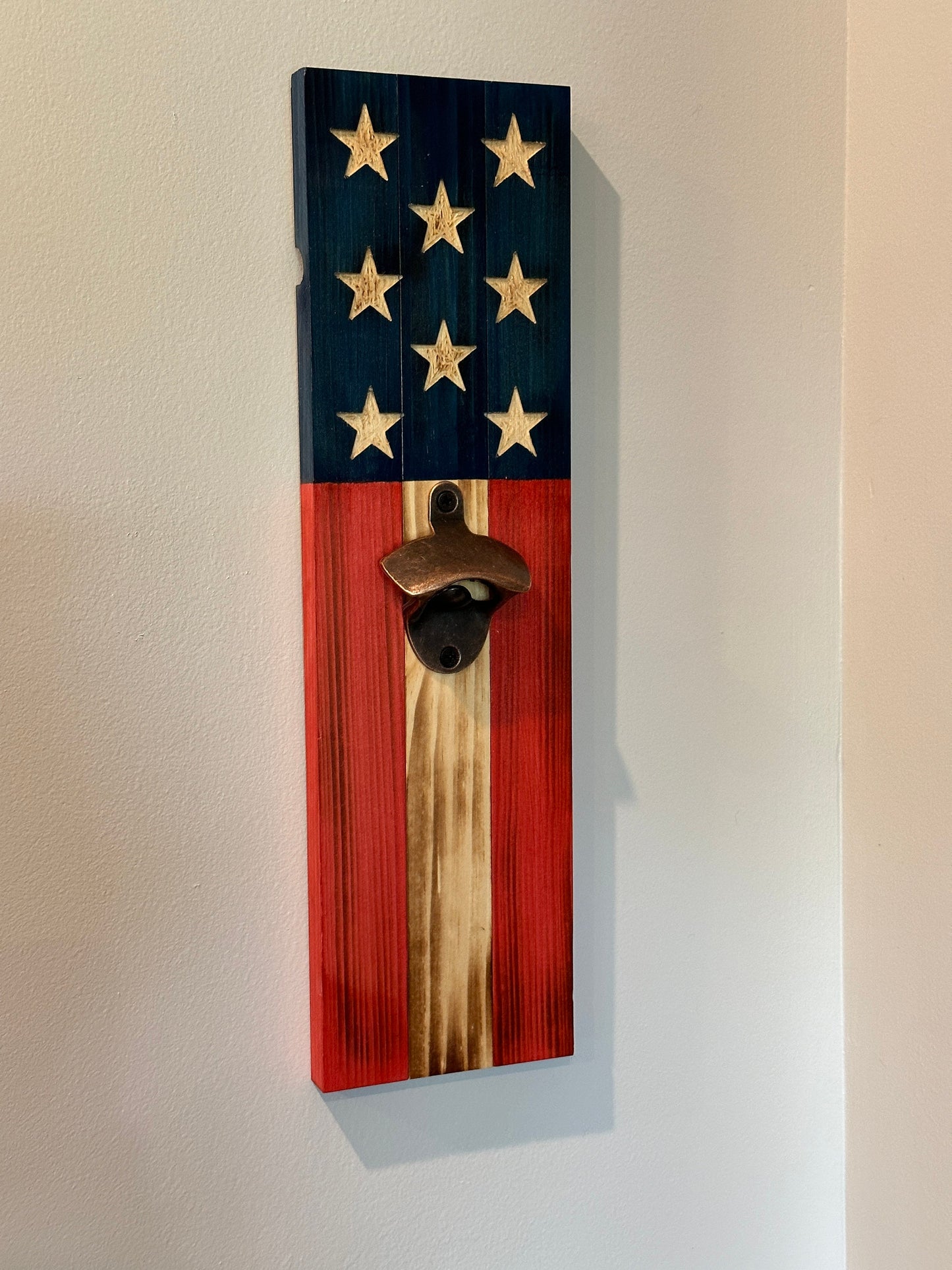 Rustic American Flag Bottle Opener