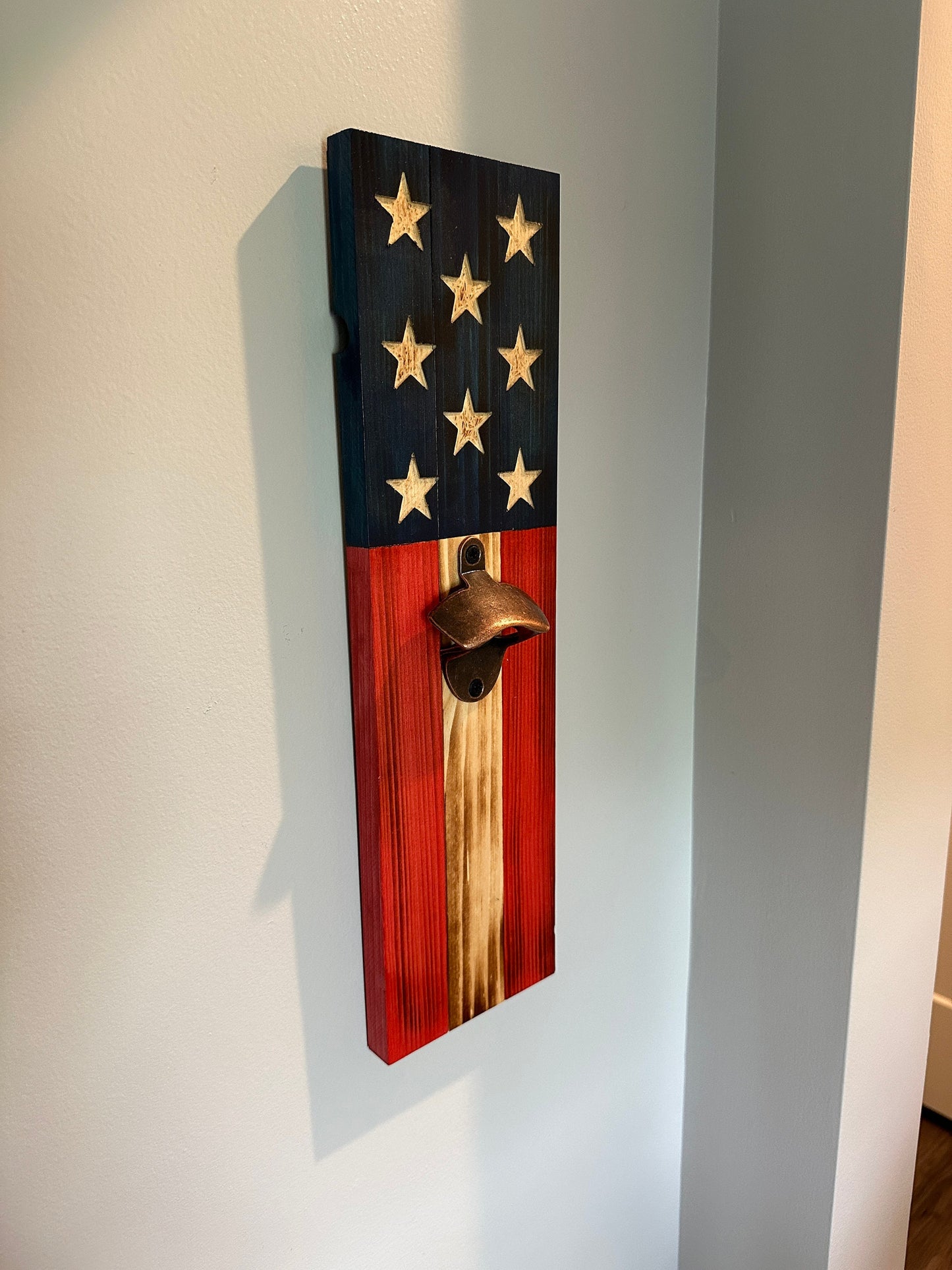 Rustic American Flag Bottle Opener