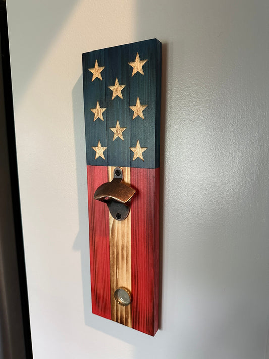 Rustic American Flag Bottle Opener