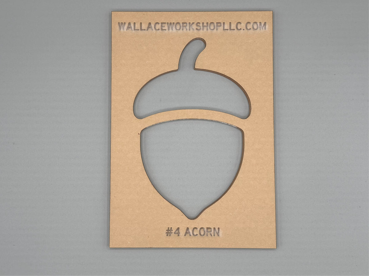 Acorn acrylic router template with paper masking attached