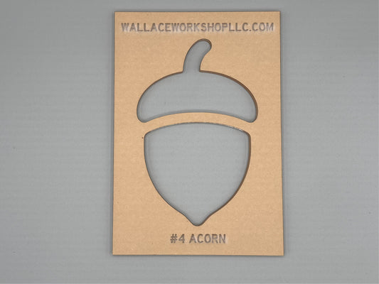 Acorn acrylic router template with paper masking attached