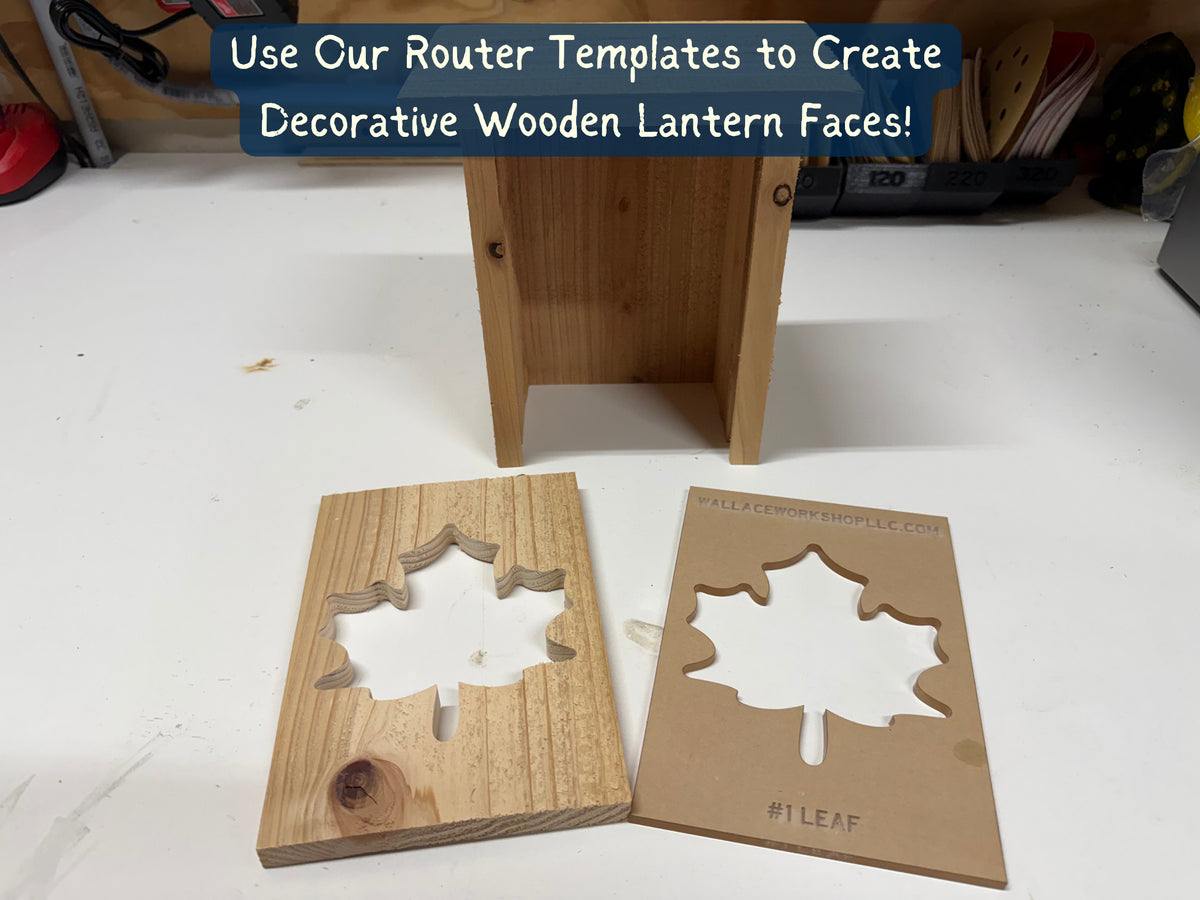Leaf template and routed cedar lantern panel
