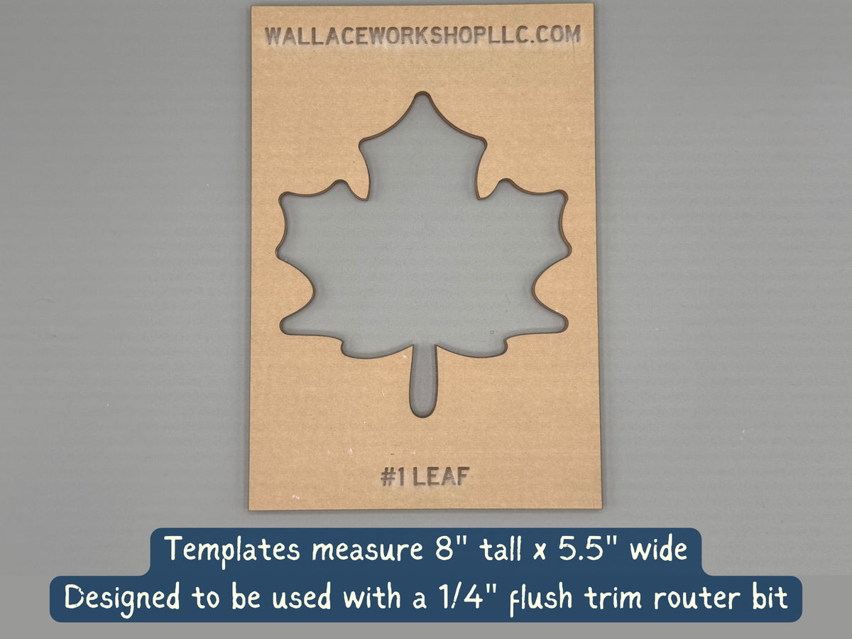Leaf template measurements and router bit specifications