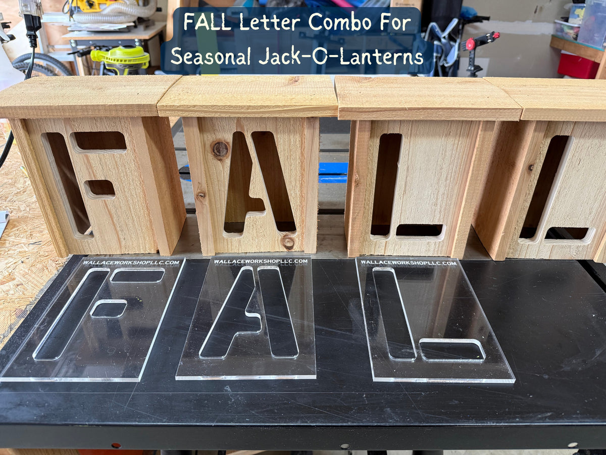 Finished FALL decorative lanterns with three clear acrylic router templates