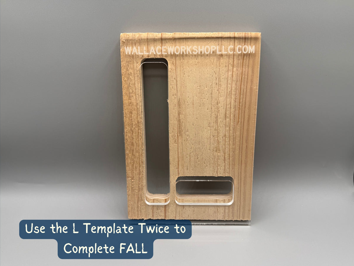 Wooden L letter lantern face made by using the L router template twice